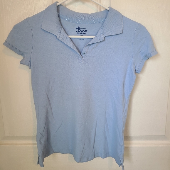 (1565) Old Navy Girls Light Blue Polo Shirt,  Size: Large (10/12) - Picture 4 of 12